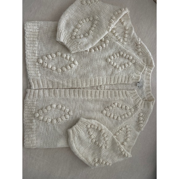 Lucky Brand Sweaters - Lucky Brand Ivory Chunky Bobble Popcorn Knit Wool Blend Open Front Cardigan S